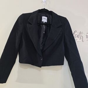 Zara Black Cropped Blazer Jacket